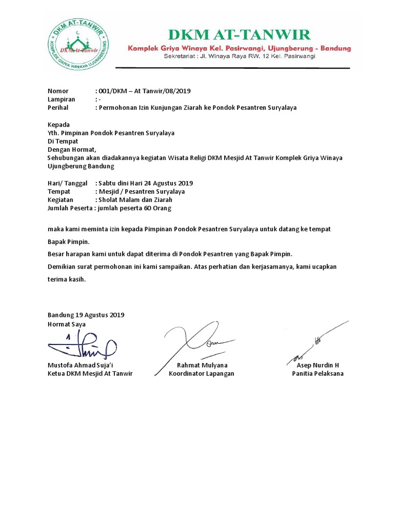 Contoh Surat Wisata Religi | PDF
