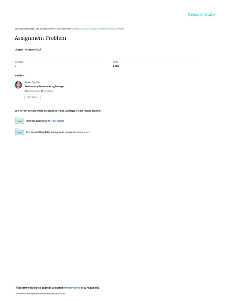 Assignment Problem | PDF