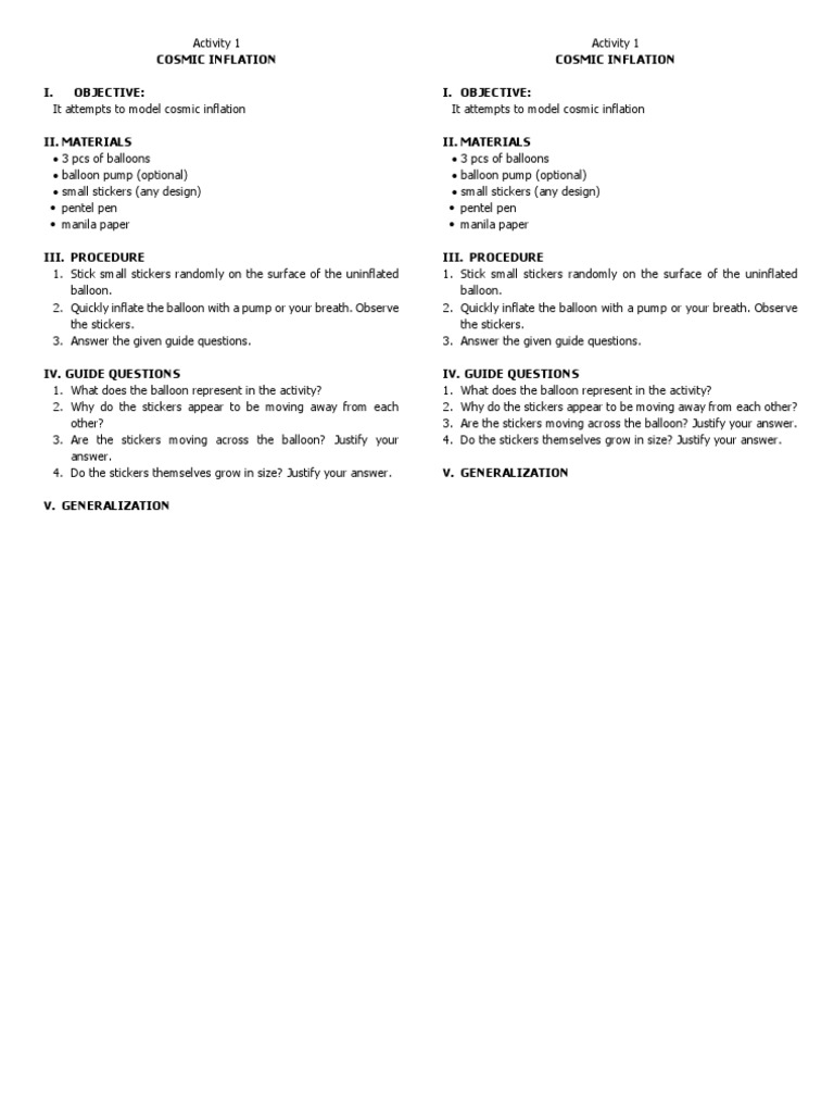 Activity 1 Balloon Inflation | PDF | Language Arts & Discipline | Home ...