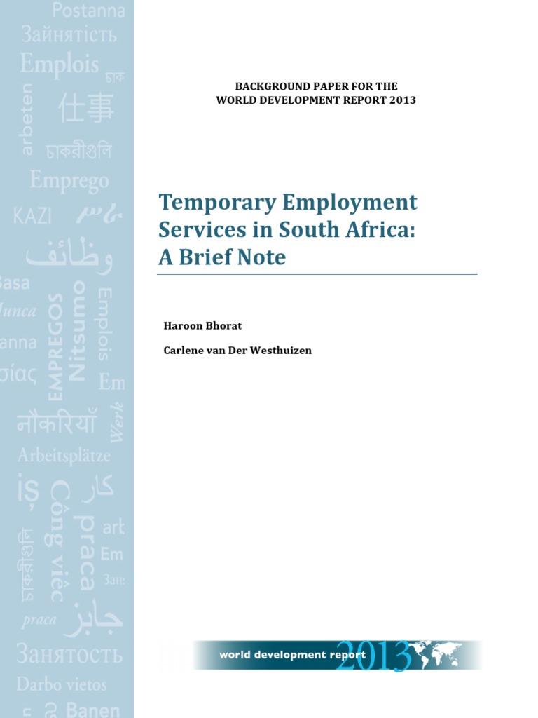 The Rise of Temporary Employment Services in Post-Apartheid South Africa: Insights from Sectoral 