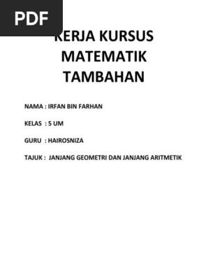 Kerja Kursus Matematik Tambahan Pdf