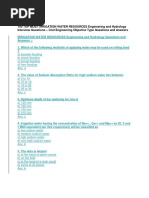 150 TOP MOST IRRIGATION WATER RESOURCES Engineering and Hydrology Interview Questions - Civil Engineering Objective Type Questions and Answers