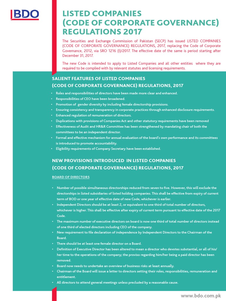 Listed Companies (Code of Corporate Governance) Regulations 2017 PDF
