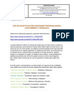 Tema 1 Septiembre 12 USO DE ADJETIVOS PARA DESCRIBIR PERSONALIDADES, COSTUMBRES Y CREENCIAS