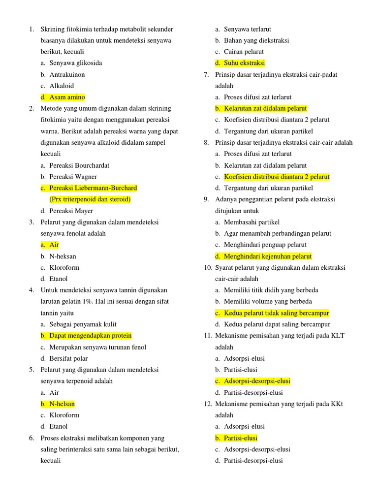 Contoh Soal Fitokimia