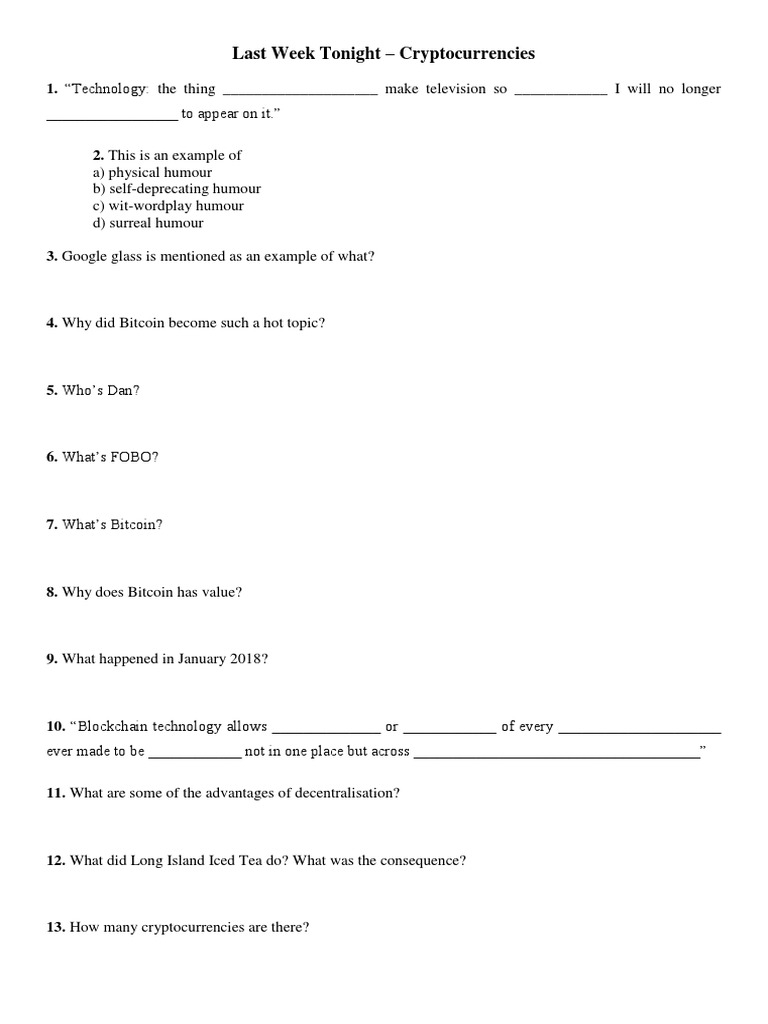 Last Week Tonight - Cryptocurrencies (ESL Listening Practice) | PDF | Last  Week Tonight With John Oliver | Cryptocurrency