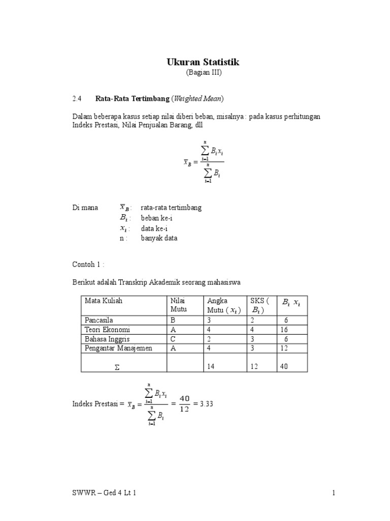 Rata-Rata dan Ragam dalam Statistik | PDF | Metode & Bahan Ajar