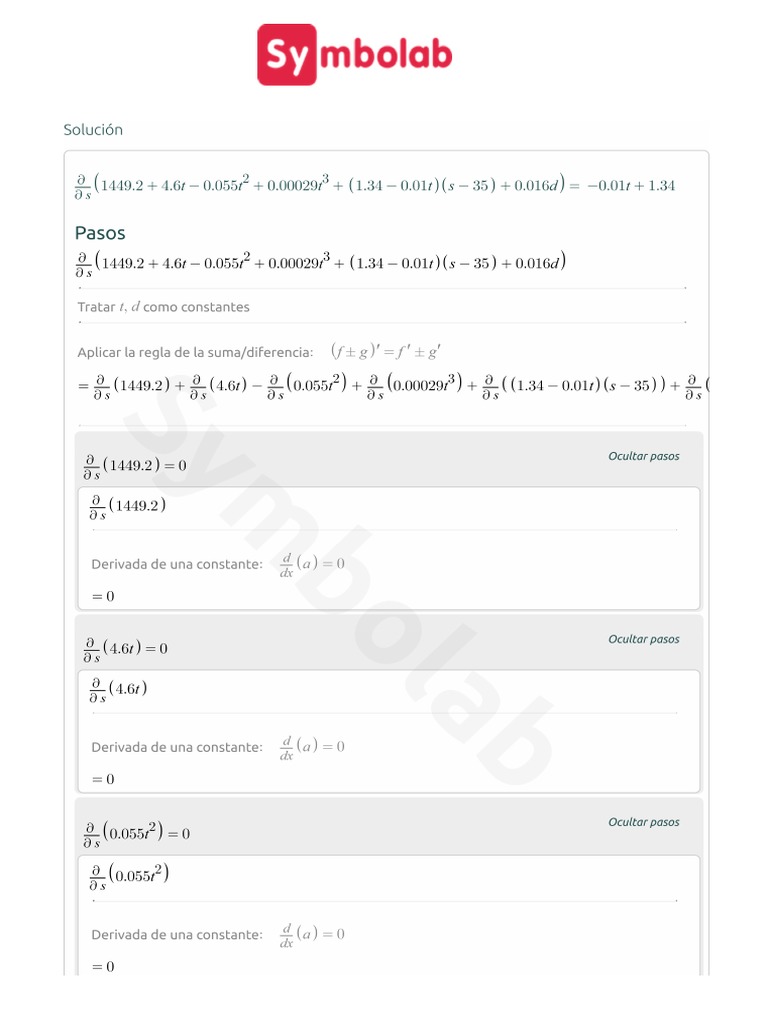 Calculadora de Derivadas Parciales - Symbolab D-Ds | PDF