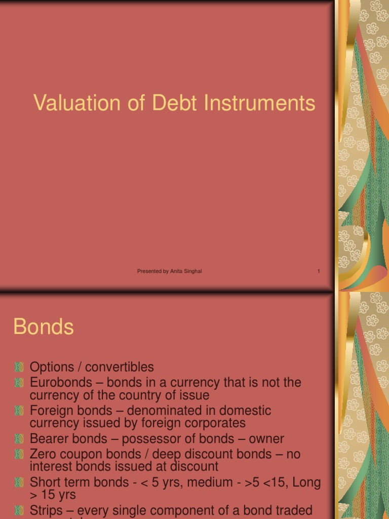 Debt Instrument Valuation Techniques | PDF | Bonds (Finance) | Interest
