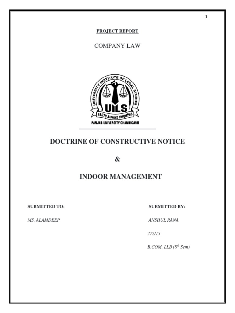 Understanding Constructive Notice in Company Law | PDF | Articles Of ...