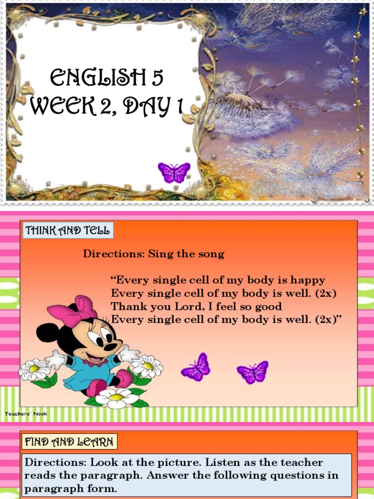 English 5 Week 2, Day 1 | PDF | Phrase | Preposition And Postposition