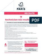 LA VILLE DE PARIS RECRUTE 7 Technicien Nes Multimédia