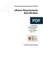Software Requirements Specification: Submitted By: Anshul Kumar Singh Section-K18KY Reg. No.-11814863 Roll No.-38
