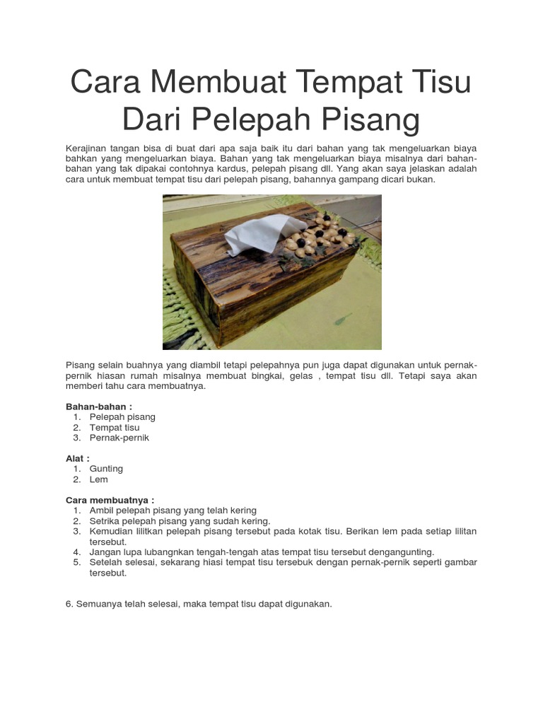 Cara Membuat Tempat Tisu Dari Pelepah Pisang