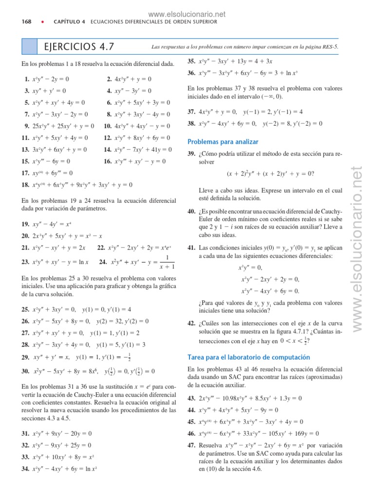 Cauchy Euler Ecuaciones Objetos Matematicos