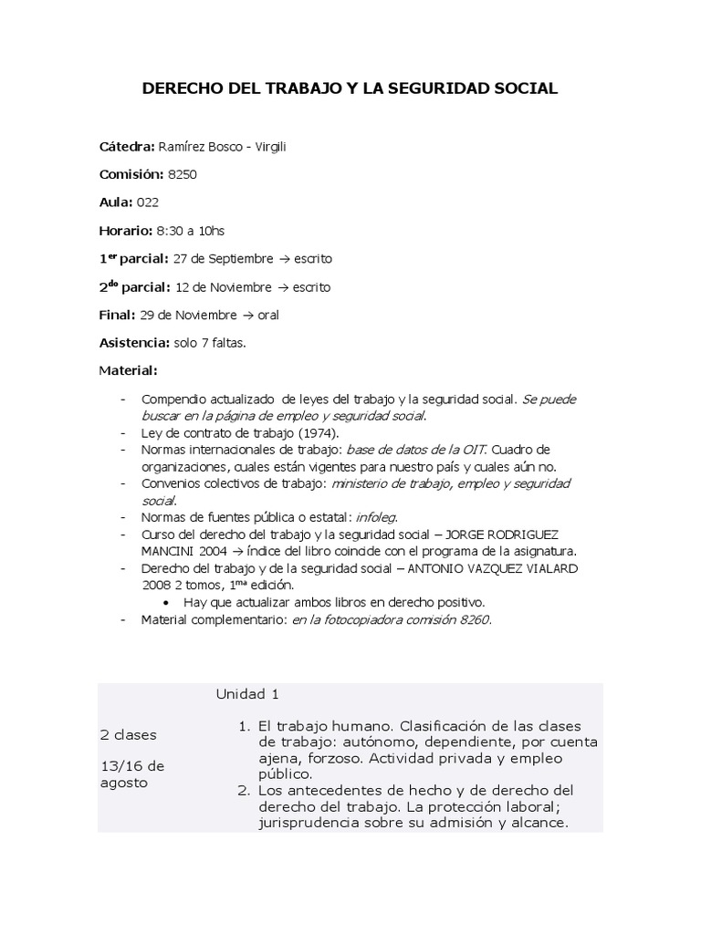 2do Parcial Derecho Del Trabajo y La Seguridad Social | PDF | Derecho ...