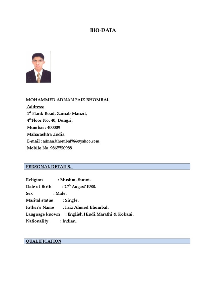 Bio Data | PDF