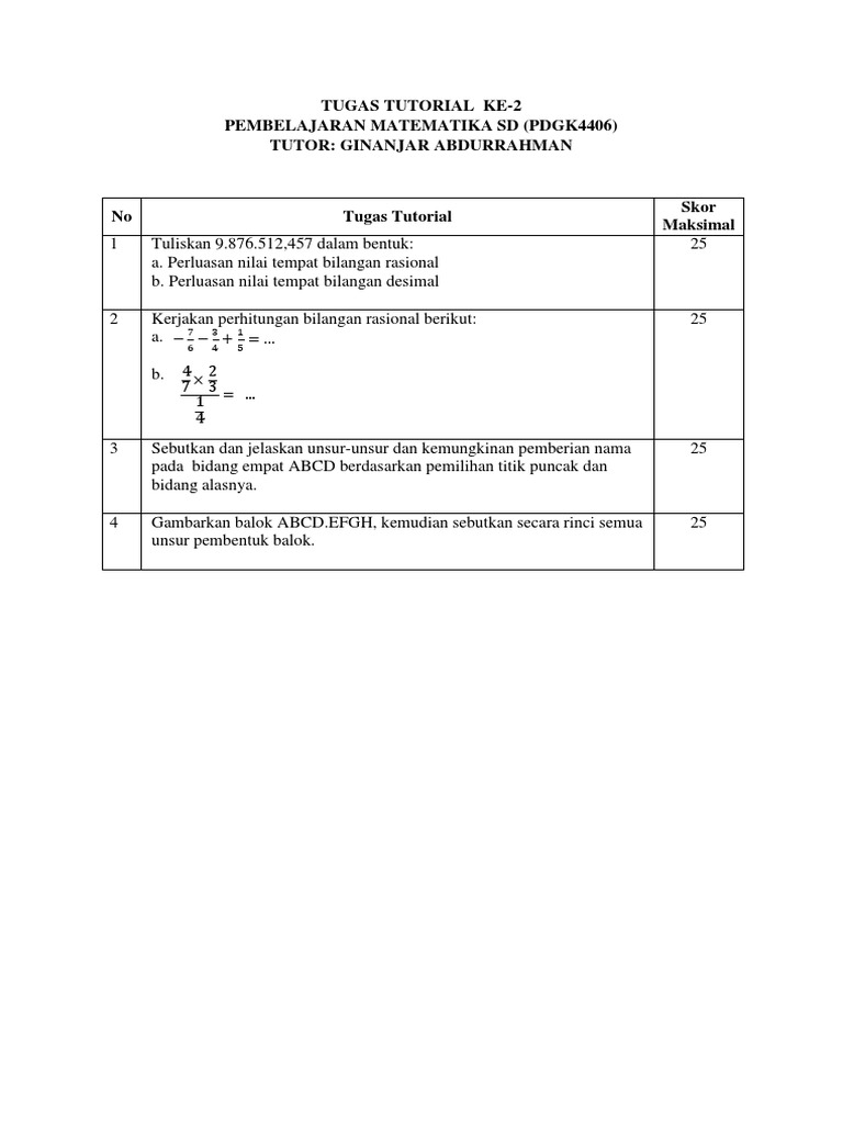 Tt2 Pembelajaran Matematika Sd Pdgk4406 Pdf