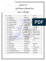 Genesis'19 Annual Techno-Cultural Fest Day 1 Schedule