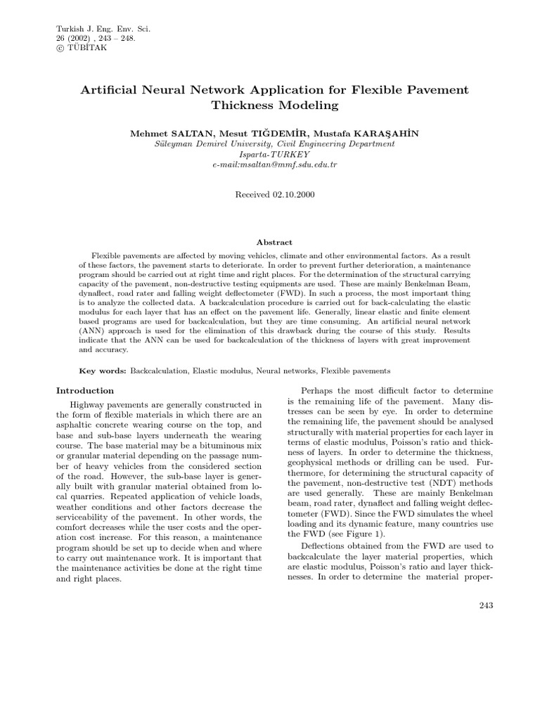 0 Artificial Neural Network Application For Flexible Pavement Thickness ...