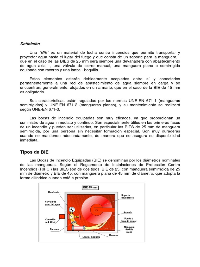 Definición: Tipos de BIE | PDF | Agua | Válvula
