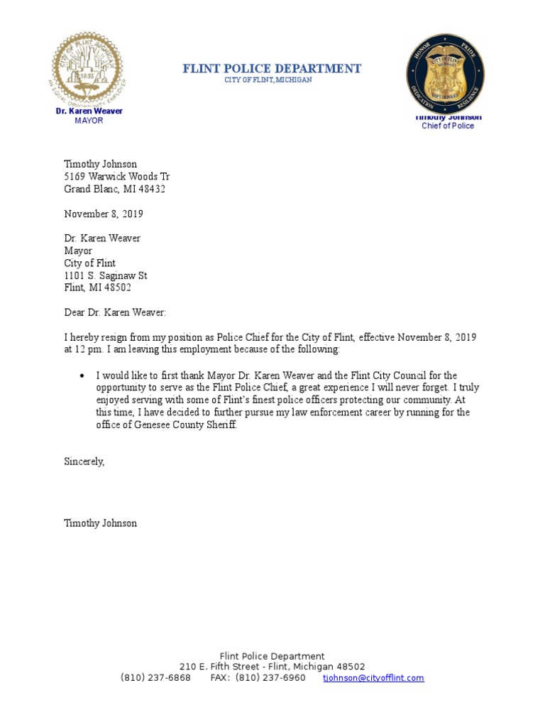 Chief T. Johnson Letter | PDF | Politics