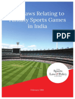 The Laws Relating To Fantasy Sports Games in India: February 2018