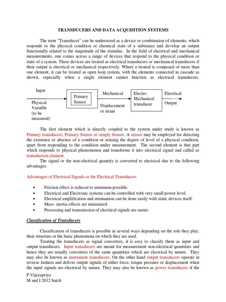 Transducer and Their Classification | PDF | Sensor | Digital Signal