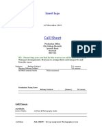 Call Sheet Template 2