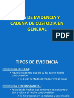 Tipos de evidencia y cadena de custodia