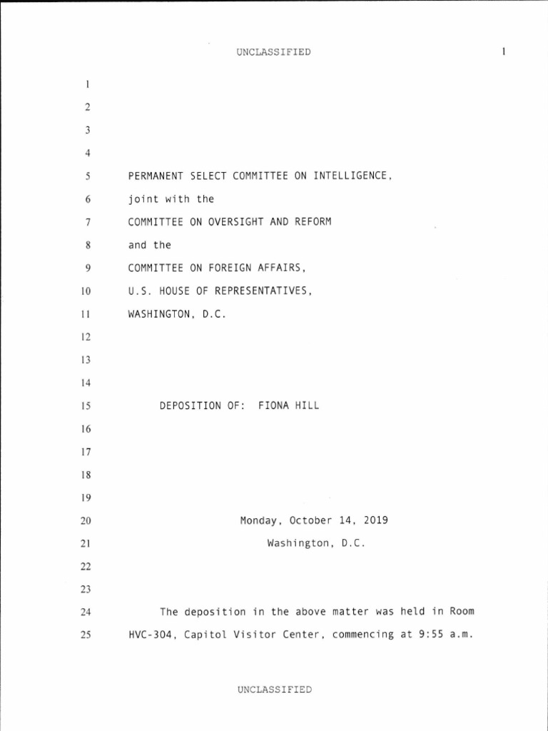 Fiona Hill Transcript | PDF | Deposition (Law) | Ukraine
