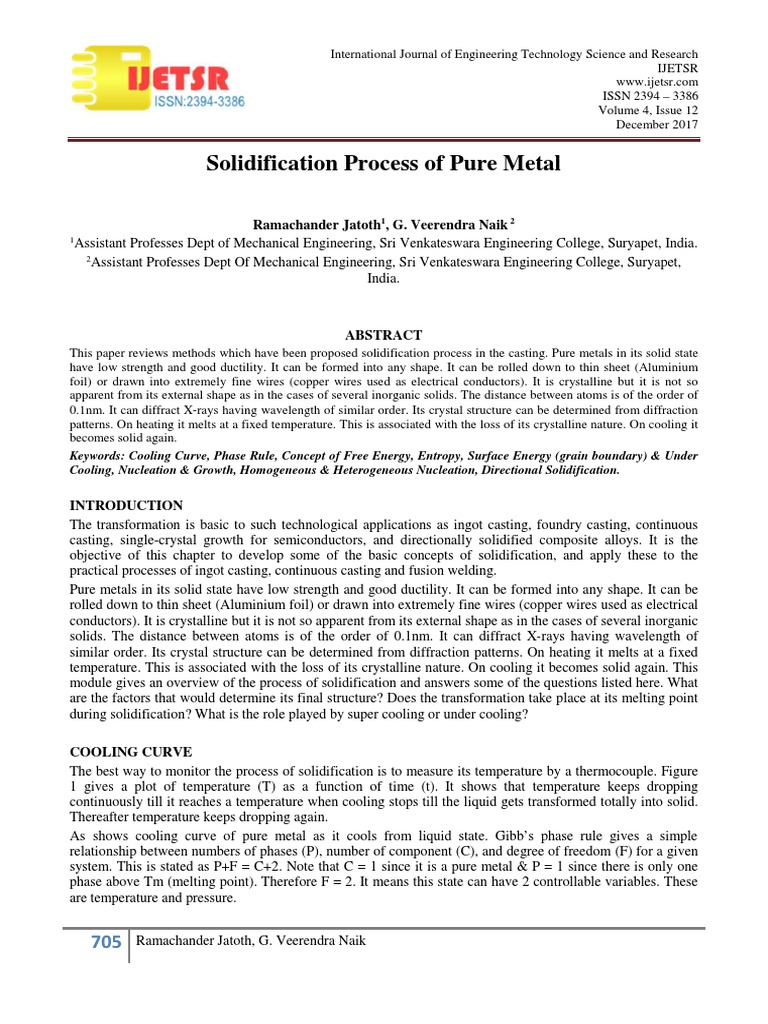 Solidification Process of Pure Metals | PDF | Phase Rule | Phase (Matter)