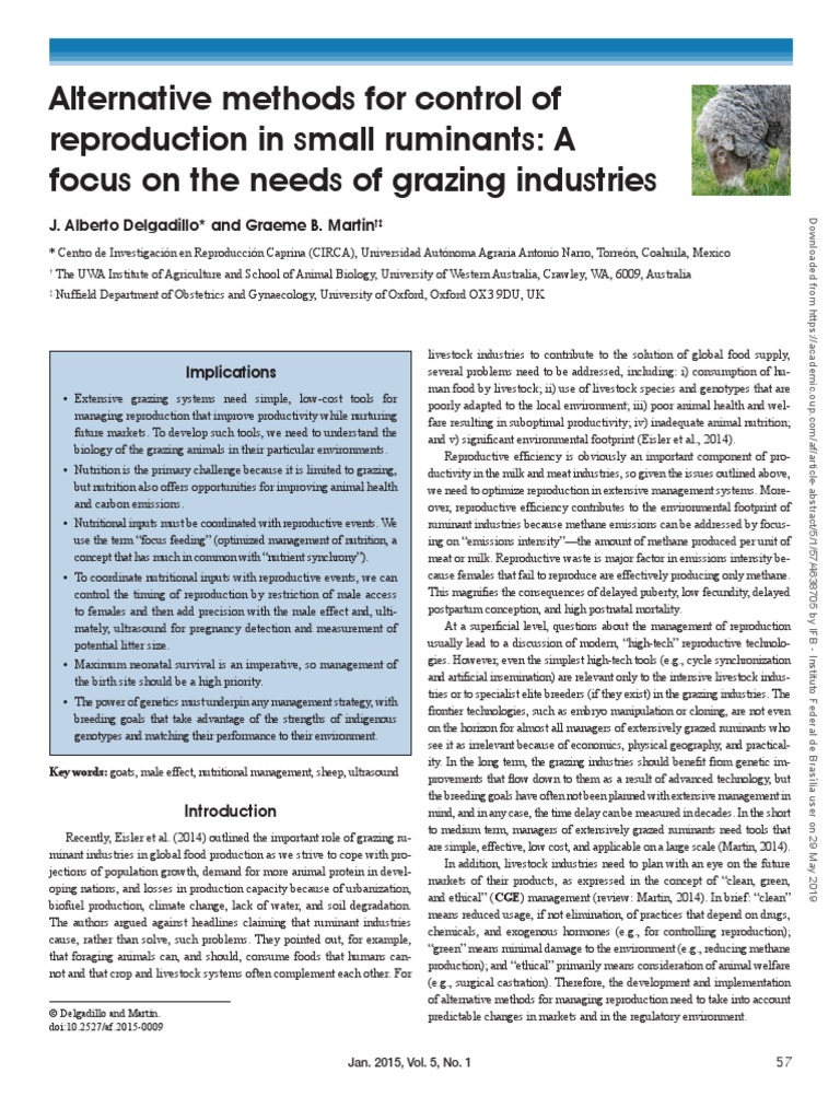 Alternative Methods For Control of Reproduction in Small Ruminants PDF ...