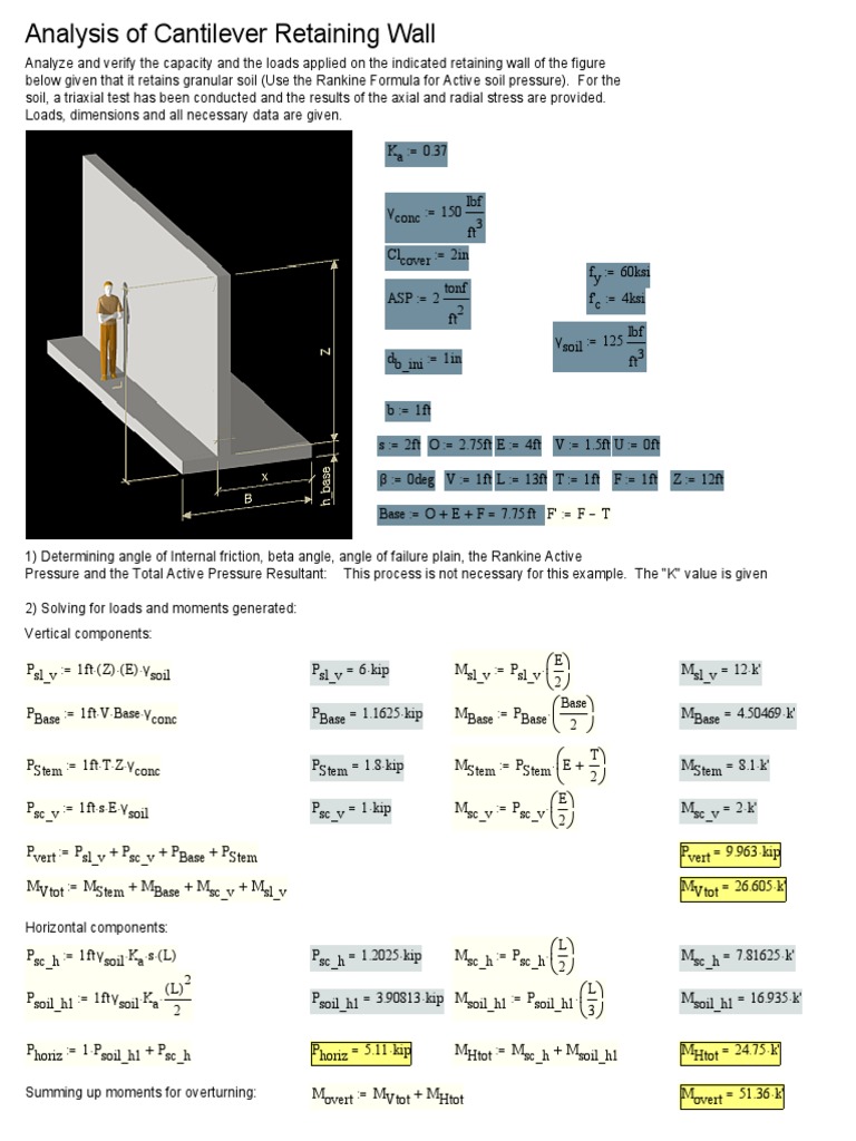 Cantilever Retaining Wall Analysis | PDF | Solid Mechanics | Applied ...
