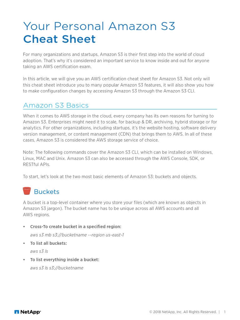 Your Personal Amazon S3 Cheat Sheet PDF Amazon  Services