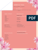 Pink Floral Watercolor High School Resume