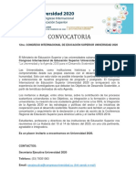 Convocatoria Congreso Universidad 2020