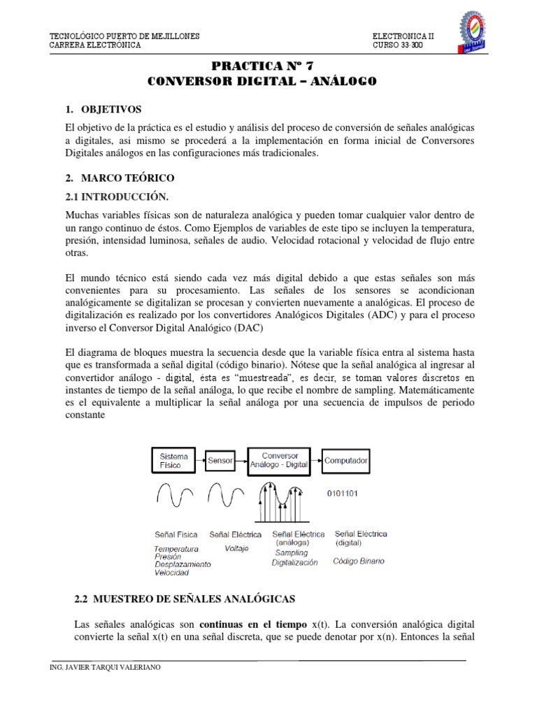 Electronica Ii Practica 7 Convertidores Digital Analogo Pdf