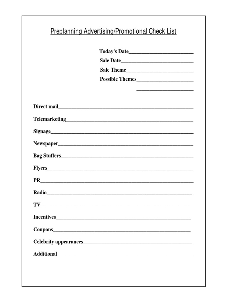 Advertising Sale Check List | PDF