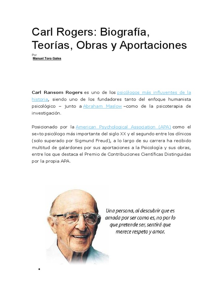 Carl Rogers Biografía, Teorías, Obras y Aportaciones