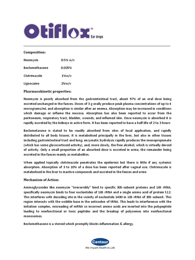 Otiflox New Ear Drops2018 PDF Medical Treatments Biochemistry