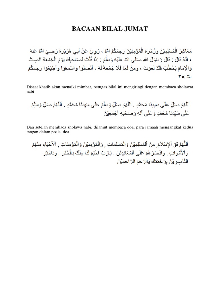 Bacaan Bilal Jumat Pdf