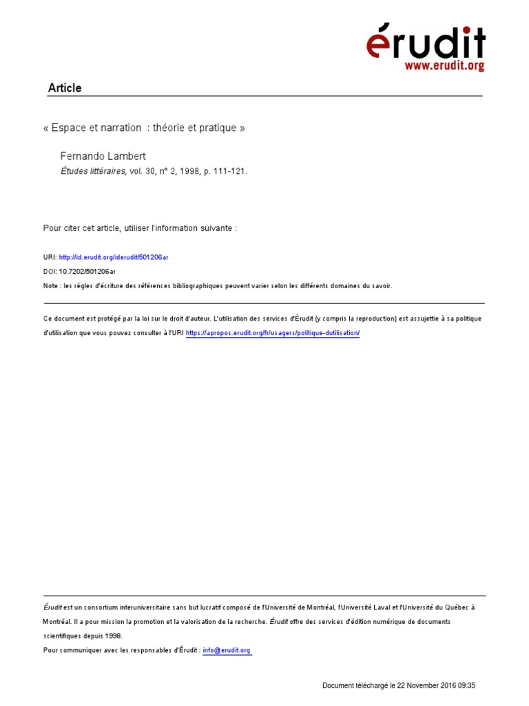 Narration et espace dans le récit | PDF | Narration | Dé