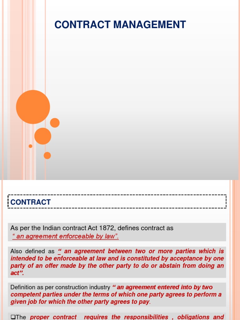 Contract Management Overview and Principles | PDF | Offer And ...