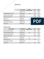 Paraffinic Oil 60 Specification Test Method Unit Measurement Min Max