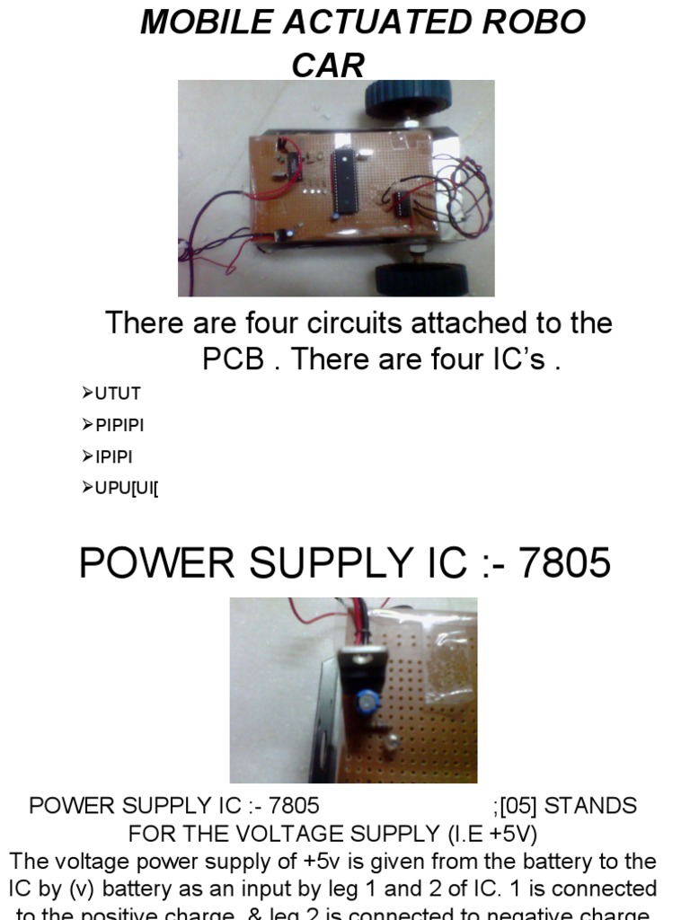 Mobile Actuated Robo Car Circuit Design | PDF | Capacitor | Power Supply