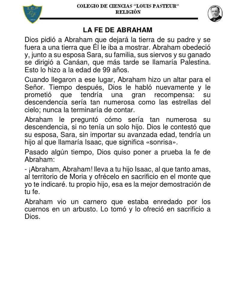 La fe de Abraham y su sacrificio | PDF | Abrahán | Sarah