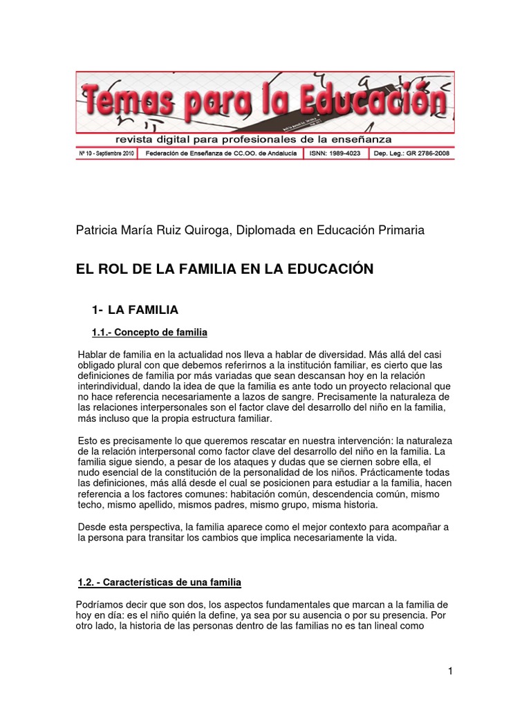 El Rol Educativo de la Familia | PDF | Familia | Motivación