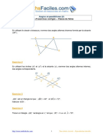 Angles Et Parallélisme (2) - Exercices Corrigés 5ème