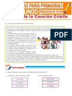 Historia de La Canción Criolla para Segundo Grado de Primaria